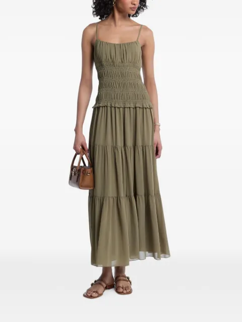 Michael Kors smocked tiered midi dress Green MT683I77R3
