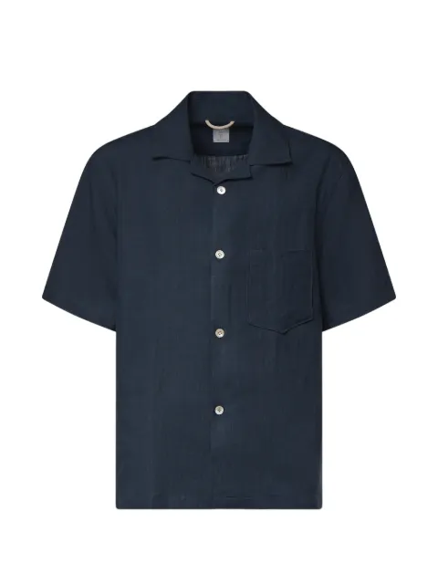 Eleventy short-sleeve chest-pocket shirt Blue M75CAMK09TES0I139