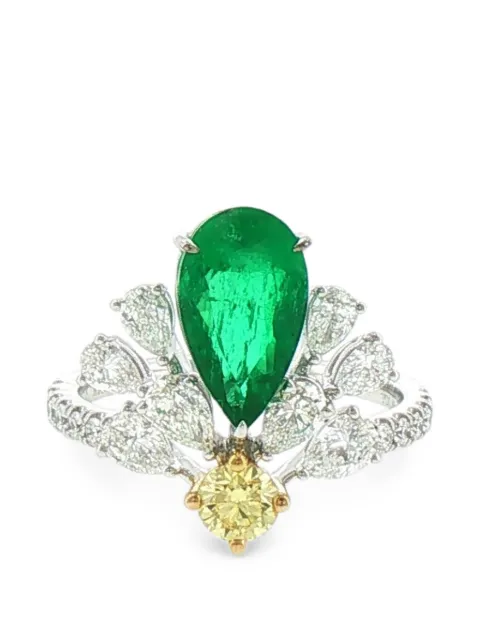 HYT Jewelry emerald and diamond ring Silver R1412HR