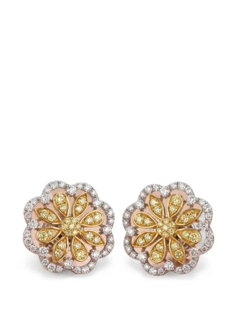 HYT Jewelry yellow and white diamond floral earrings Gold E458JN