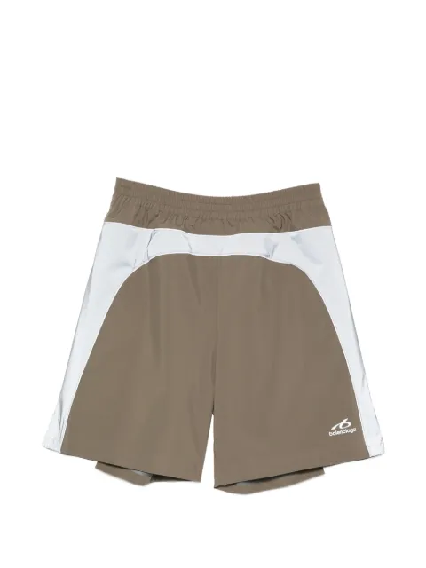 Balenciaga reflective-panel logo-print shorts Brown A00201TUO41
