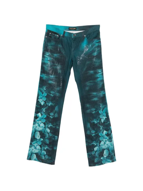 Roberto Cavalli Vintage 2000s floral-print jeans Blue RC350BUR