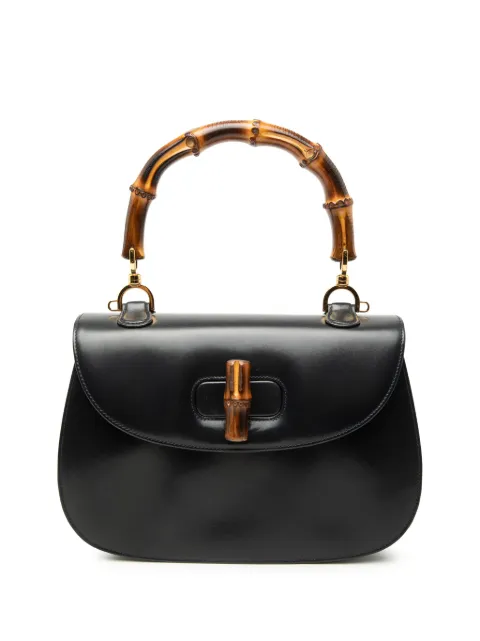 Gucci Pre-Owned 20th Century Calfskin Bamboo Night satchel Black A7TQQJ9CLS7FGOWF