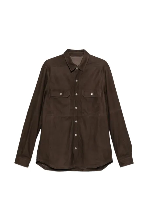 Rick Owens leather press-stud shirt Brown RU02F4729LBS