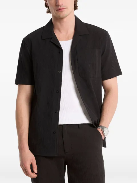 Michael Kors cotton waffle camp shirt Black CT640AZL6G