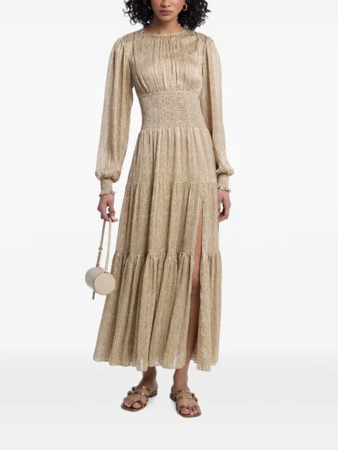 Michael Kors smocked tiered midi dress Gold MT6835PL3E