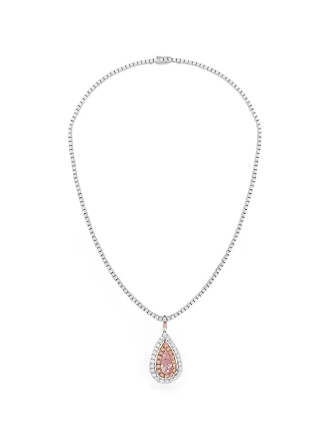 HYT Jewelry pink diamond and white diamond necklace Silver N28HR