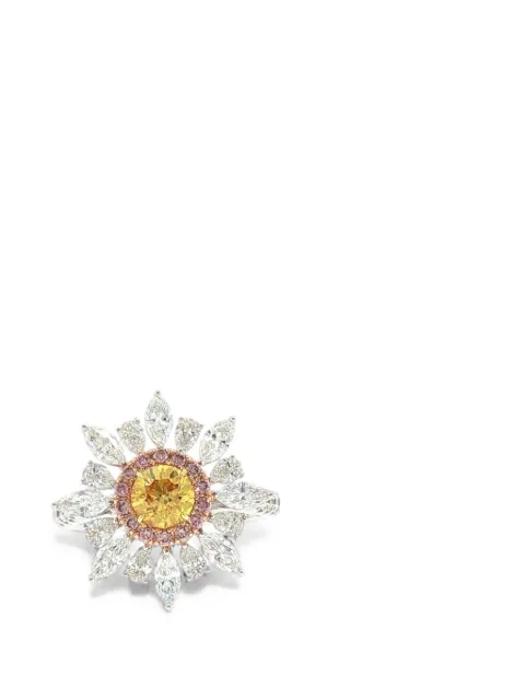 HYT Jewelry yellow diamond and pink diamond ring Silver R1460HR