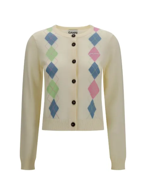 GANNI diamond-pattern cardigan White A1160009