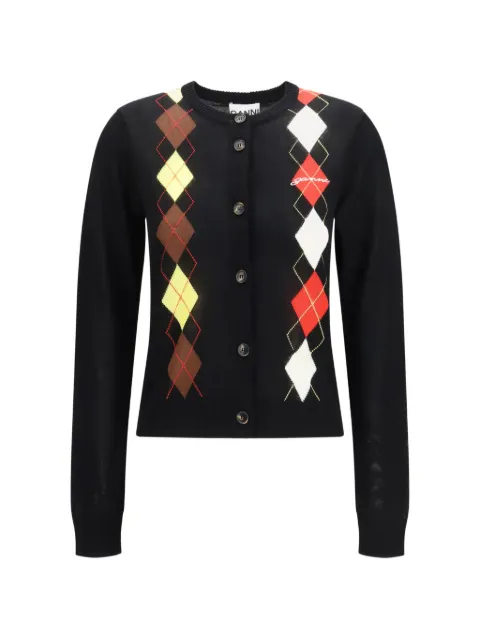 GANNI diamond-pattern cardigan Black A1160009
