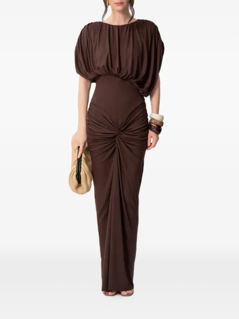 CONCEPTO Zena twist-detail gathered maxi dress Brown SS26STUDIOZENA