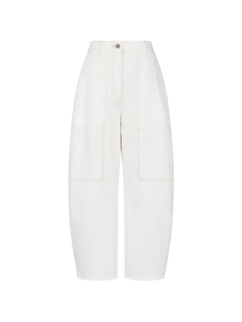 TOMBOY contrast-topstitching tapered jeans White 9106262211
