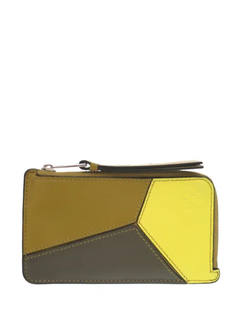 Loewe Pre-Owned 2022 Tricolor Calfskin Puzzle Card Holder coin pouch Green 2UYR1W5OIUIRC40N