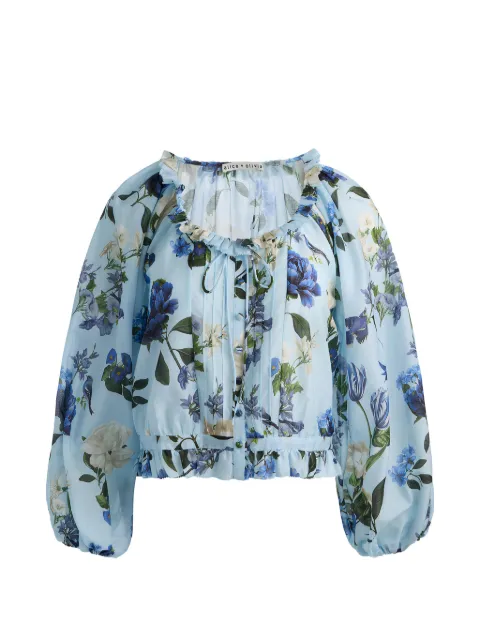 alice + olivia McLaine floral-print ruffled blouse Blue CC606P60046