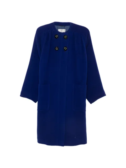 Valentino Garavani Pre-Owned 1980s crystal-embellished double-breasted coat Blue VAL600ZAA