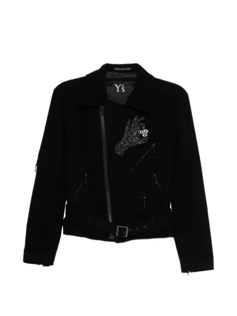 Y's bead-embellished belted jacket Black YJY01128