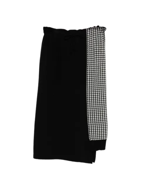 Y's houndstooth-panel drawstring skirt Black YCT03060