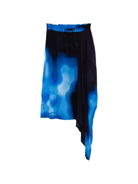 Y's abstract-print asymmetric skirt Blue YQS09221