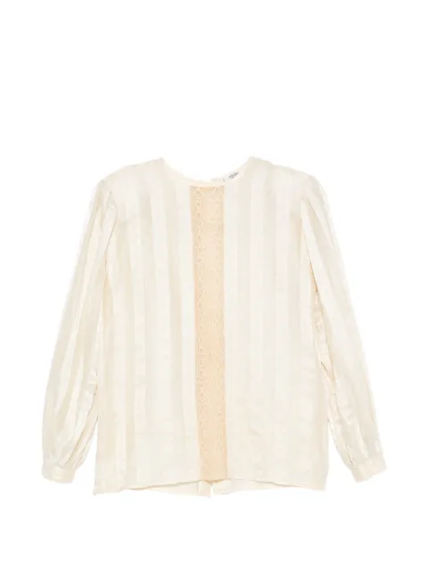 Valentino Garavani Pre-Owned 1980s lace-panel striped blouse Neutrals VA280BUK