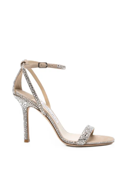 Jimmy Choo Moza crystal-embellished heeled sandals Neutrals MOZA100SHH