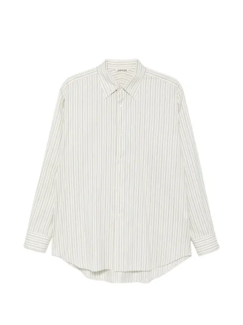Auralee striped long-sleeve shirt Neutrals A26AS01CS