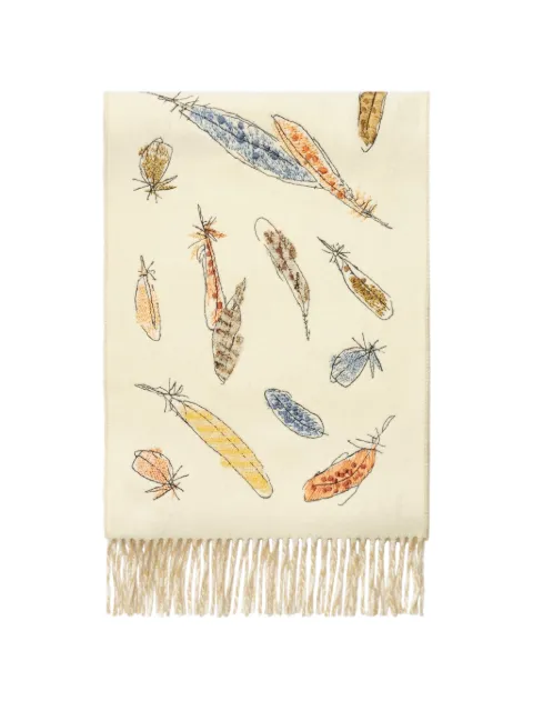 Burberry feather-print cashmere scarf Neutrals 8128961