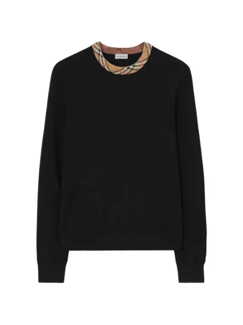 Burberry Check-trim wool sweater Black 8130613