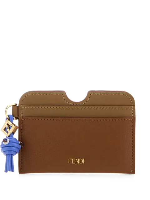 FENDI FF Diamonds leather card holder Brown 8M0562B141