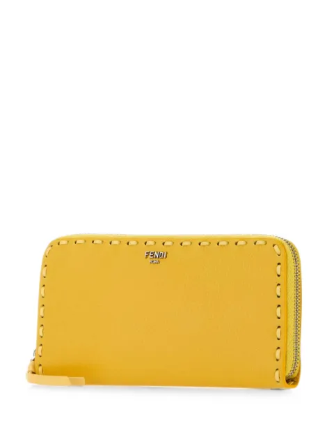 FENDI large Selleria stitch-trim leather wallet Yellow 8M0517B121