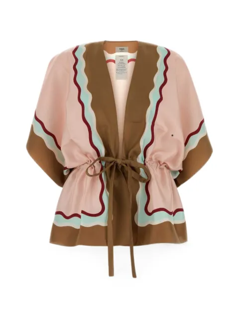 FENDI wave-print silk poncho Pink FXX118B13V