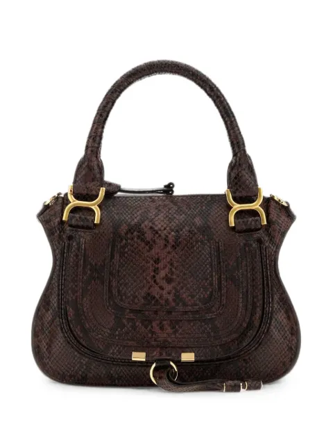 Chloé small Marcie snake-effect leather tote bag Brown CH26AS628S76