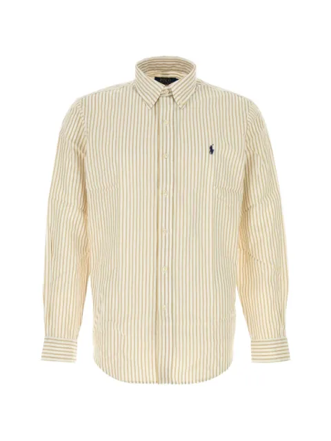 Polo Ralph Lauren embroidered-logo vertical-stripe cotton shirt Neutrals 710B15595