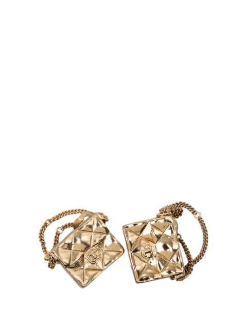 CHANEL Pre-Owned 2002 CC Gold Plated Quilted Flap Bag Clip On Earrings costume earrings Gold WF4SDDJLJVI2VQ9G