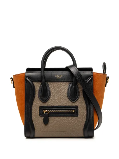 Celine Pre-Owned 2015 Nano Tricolor Leather Luggage Tote satchel Brown CWJY49OG375YCNWM