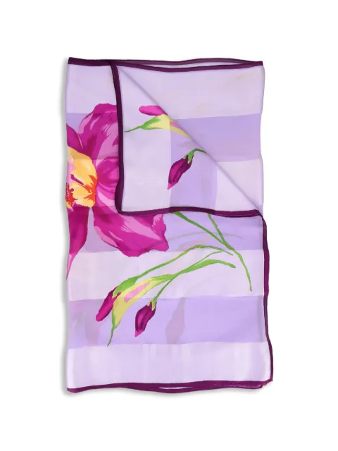 Mila Schon Vintage floral-print striped scarf Purple W2752688