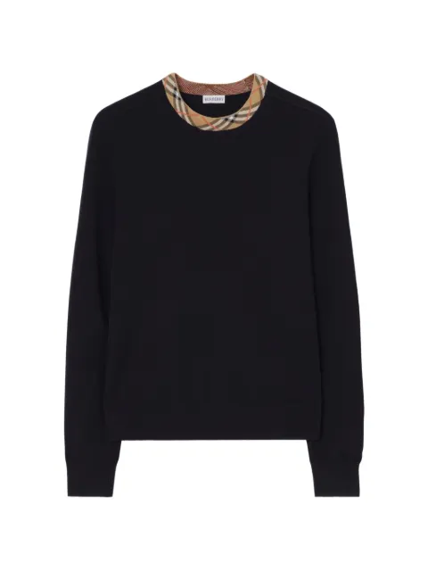 Burberry Check-trim wool sweater Black 8130612