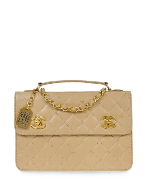 CHANEL Pre-Owned 1990 quilted CC turn-lock shoulder bag Neutrals 187324