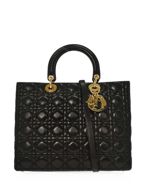 Christian Dior Pre-Owned 2004 Lady Dior Cannage lambskin tote bag Black 187682