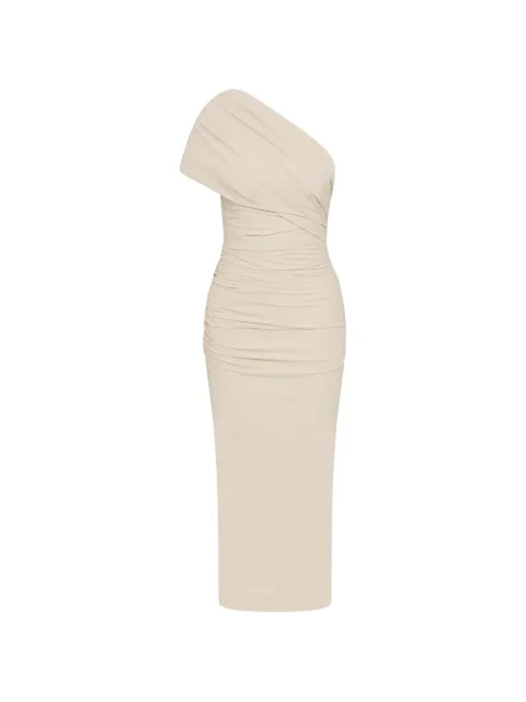 Rachel Gilbert Clay one-shoulder ruched midi dress Neutrals 26SSRG62436CHP