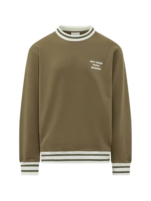 Drôle De Monsieur logo-print striped-trim sweatshirt Brown LSW140CO127