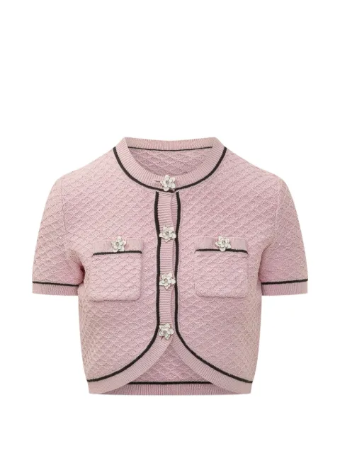 Self-Portrait short-sleeve cardigan Pink PF26064CP