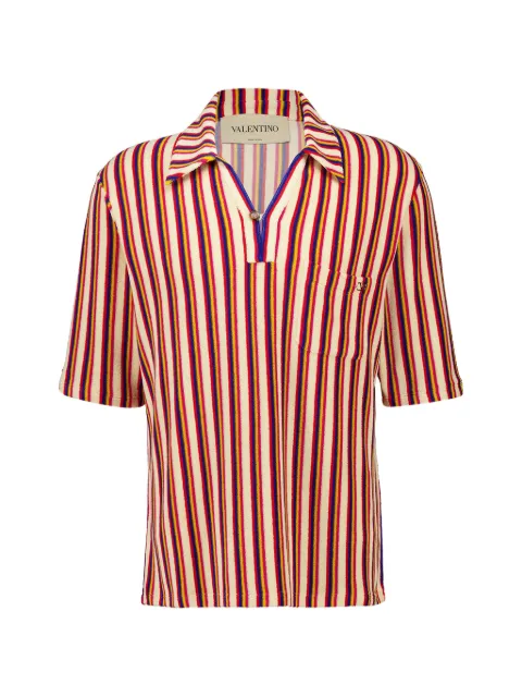 Valentino Garavani striped V-neck polo shirt Orange VMH04TBMH