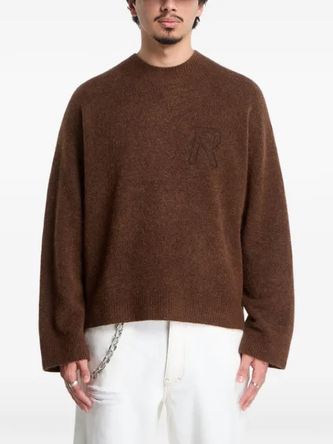 Represent logo-embroidered crew-neck sweater Brown MLM101197