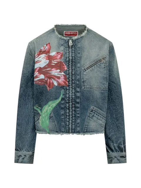 Kenzo Tulip floral-print denim jacket Blue FG62DV2716U9