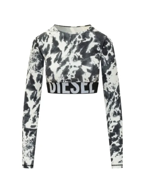 Diesel tie-dye long-sleeve crop top White A182810AMEP