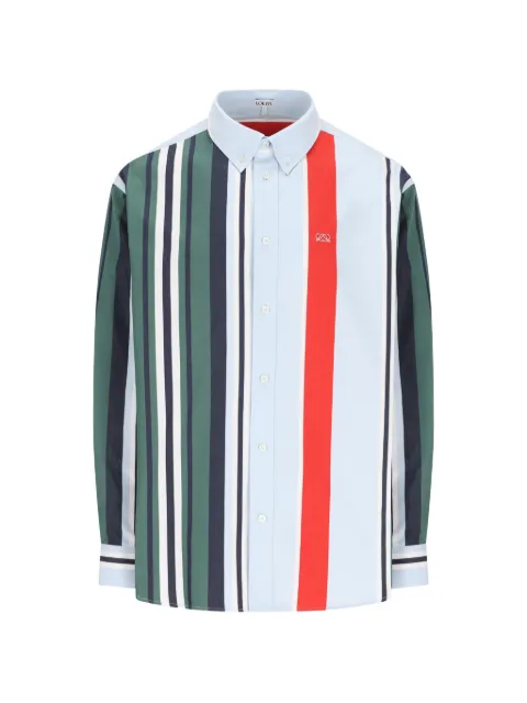 LOEWE Anagram-embroidered stripe-print shirt Blue H526Y05WHN