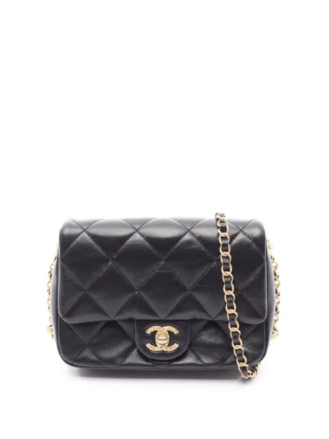 CHANEL Pre-Owned 2021-2026 Mini Square Lambskin Single Flap crossbody bag Black N3PYSEY79UXMQ3WY