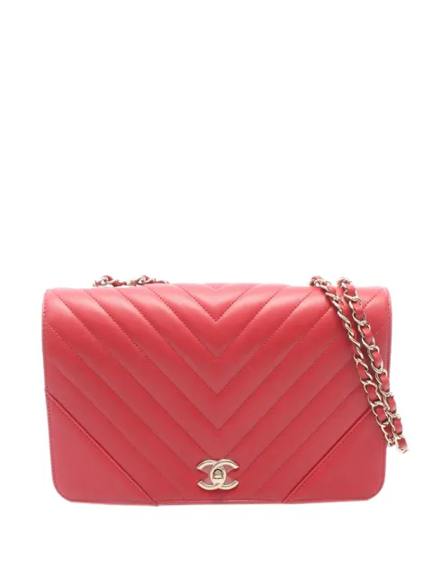 CHANEL Pre-Owned 2019 Chevron Lambskin Full Flap crossbody bag Red MESMZVHYQ1SOYH1E