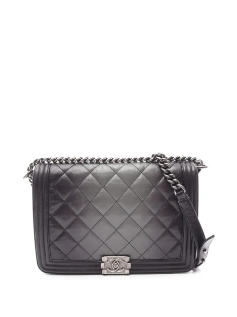 CHANEL Pre-Owned 2013-2014 Large Quilted Calfskin Ombre Boy Flap shoulder bag Black BEPW7IBDWR62CQ43