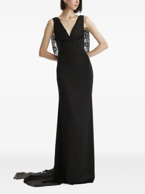 2310 STUDIO maxi lace-trim open-back dress Black FF92